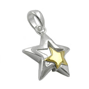 Pendant Star Two Tone Silver 925