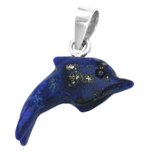 Pendant Dolphin Lapis Stone Silver 925