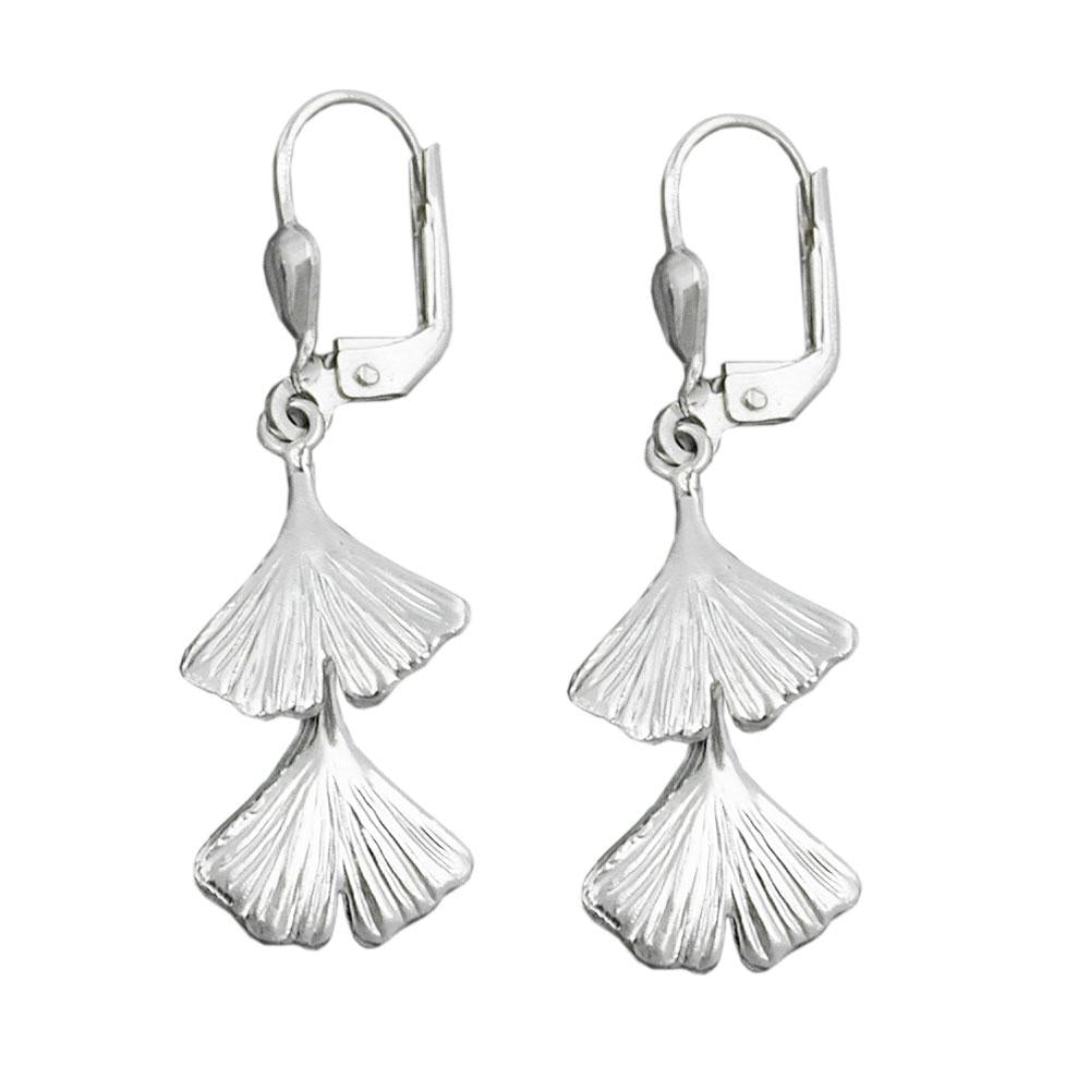 Ginkgo Leaf Leverback Earrings 925