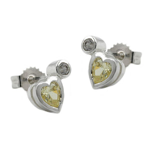 Stud Earrings Cz Peridot- Light Green Silver 925