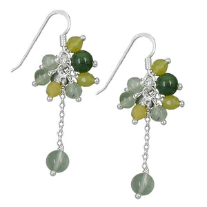 Hook Earrings Green Colored Silver 925