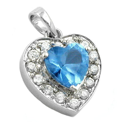 Pendant Heart Blue Zirconia Crystal Silver 925