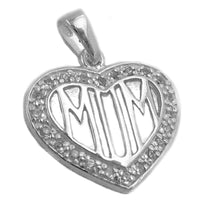 Pendant Zirconia Heart Mom Silver 925