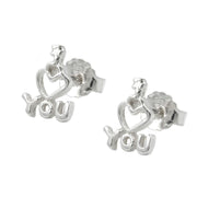 Stud Earrings I Love You Silver 925