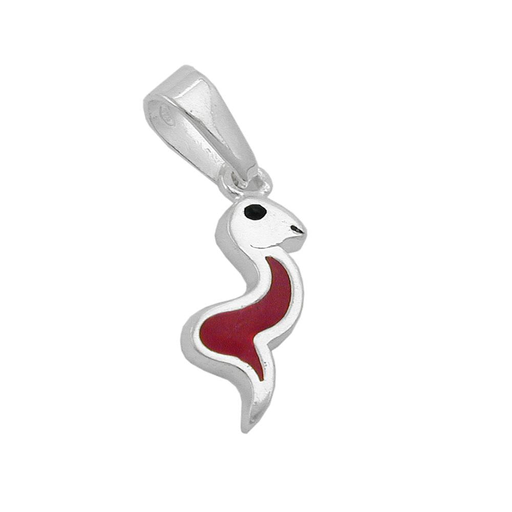 Pendant Snake Red- Black Silver 925