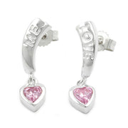 Earrings Love Zirconia-pink Silver 925