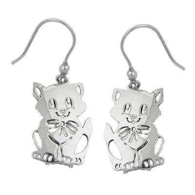 Hook Earrings Cats Silver 925