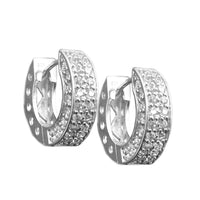 Hoop Earrings White Zirconia Silver 925