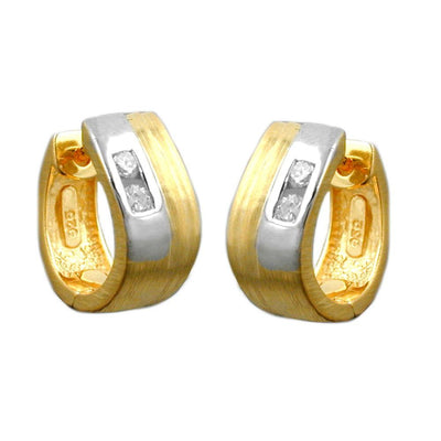 Hoop Earrings Gold Plated Bi-coloured Silver 925