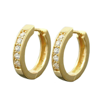 Hoop Earrings Gold Plated Zirconia Silver 925