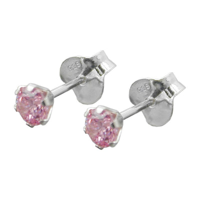 Earring Studs Zirconia Pink Silver 925