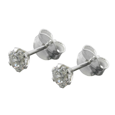 Earring Studs Zirconia White Silver 925