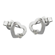 Stud Earring Heart Zirconia Silver 925