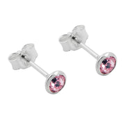 Earrings Studs Zirconia Pink Silver 925