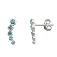 Earrings 5 Glass Stones Blue Silver 925