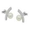 Earrings Bow Imitation Pearl Silver 925