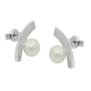 Earrings Bow Imitation Pearl Silver 925