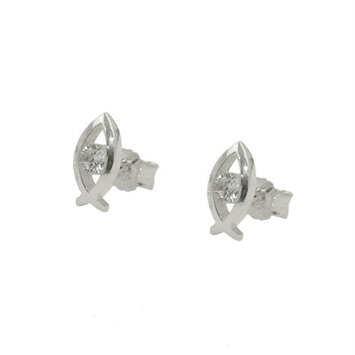 Earrings Jesus Fish Sign Silver 925