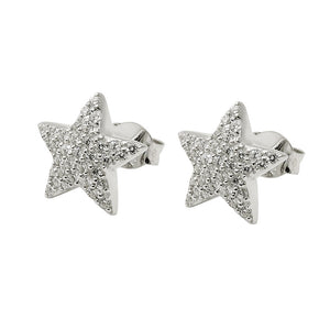 Earrings Studs Cz Star White Silver 925