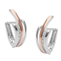 Hoop Earrings Two Tone Silver 925