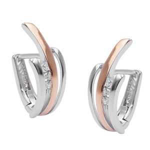 Hoop Earrings Two Tone Silver 925