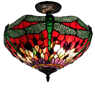 Tiffany-style Dragonfly Ceiling Lamp