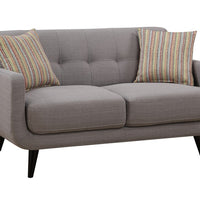 Gray Mid-Century Polyester Fabric Love Seat