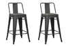 24" Matte Black Metal Barstool with Back In A Set of 2