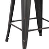 30" Black Distressed Metal Barstool with Back In A Set of 2