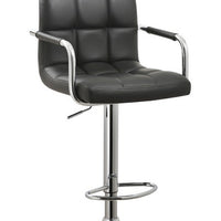 Black Contemporary Swivel Adjustable Arm Bar Stool with Cushion