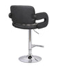 Black Contemporary Tufted Adjustable Swivel Arm Barstool with Cushion