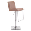 15.6" X 20" X 44" Taupe Leatherette Brushed Steel Bar Chair