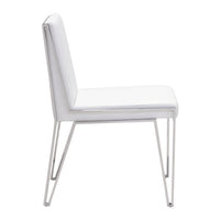 20.5" X 23.6" X 32.9" 2 Pcs White Leatherette Stainless Steel Dining Chair