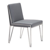 20.5" X 23.6" X 32.9" 2 Pcs Gray Leatherette Stainless Steel Dining Chair