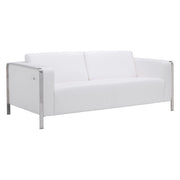 72" X 33.5" X 28" White Leatherette Sofa