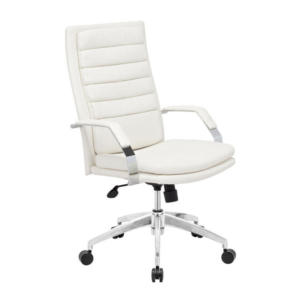 27.5" X 27.5" X 47.6" White Leatherette Comfort Office Chair