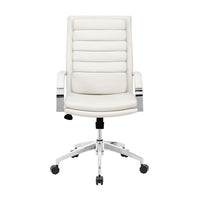 27.5" X 27.5" X 47.6" White Leatherette Comfort Office Chair