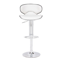 18.7" X 18.3" X 40.9" White Leatherette Chromed Steel Bar Chair