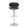 18.7" X 18.3" X 40.9" Espresso Leatherette Chromed Steel Bar Chair