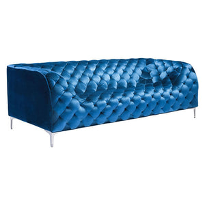 85" X 36.5" X 28" Blue Velvet  Sofa