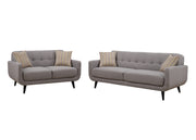 Gray 2pc Polyester Fabric Sofa and Love Seat Living Room Set