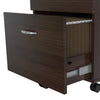 Espresso Finish Wood Rolling Filing Cabinet