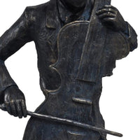 Violin Player Statue Sculpture in Patina Black Finish