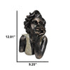 Dreaming Lady Bust Sculpture in Patina Black Finish