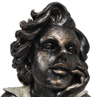 Dreaming Lady Bust Sculpture in Patina Black Finish