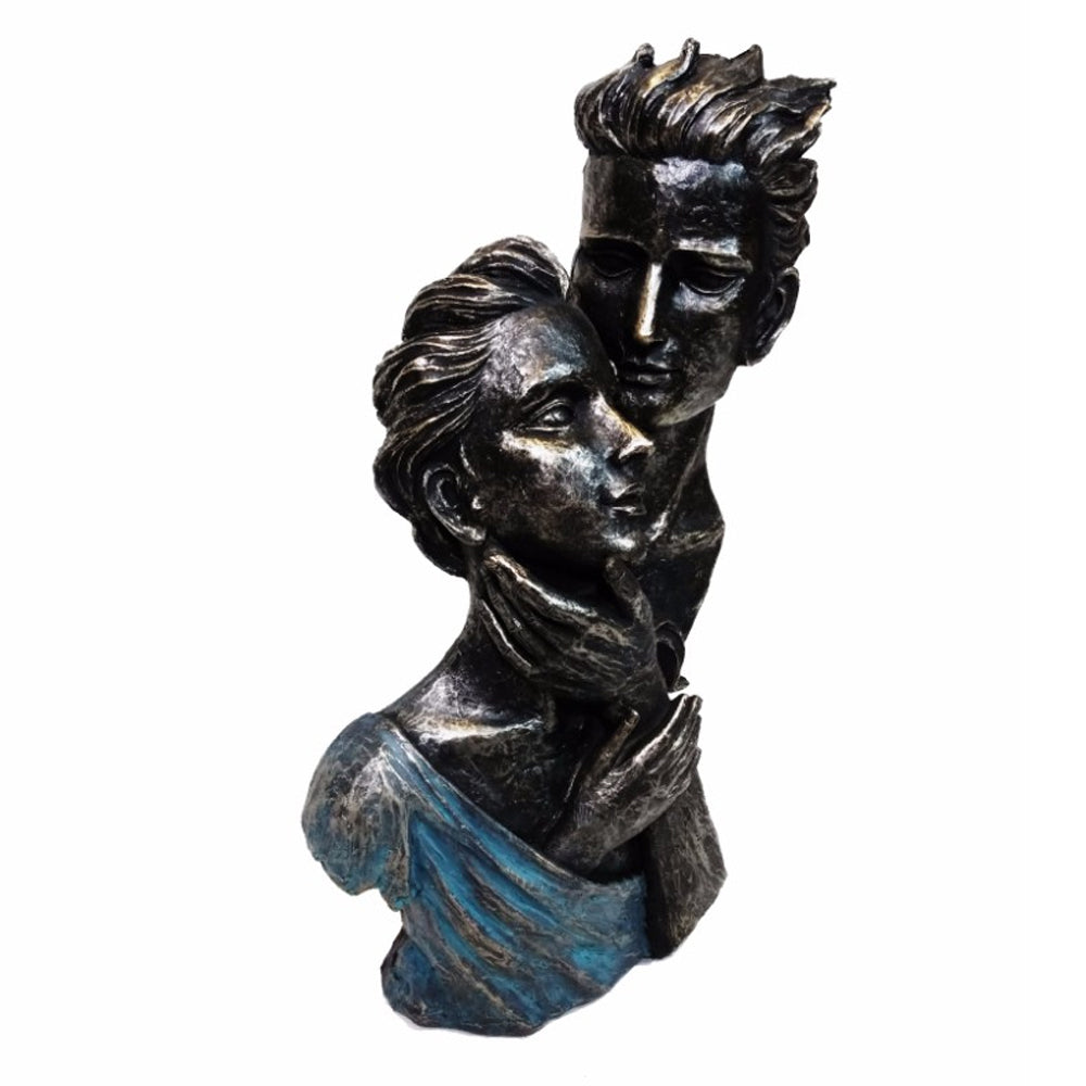 Romantic Couple Bust Sculpture in Patina Black Finish