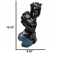 Romantic Couple Bust Sculpture in Patina Black Finish