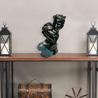 Romantic Couple Bust Sculpture in Patina Black Finish