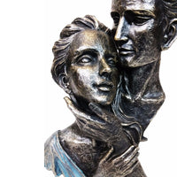 Romantic Couple Bust Sculpture in Patina Black Finish