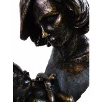 Women Holding Baby in Loving Hands Bust Sculpture in Patina Finish